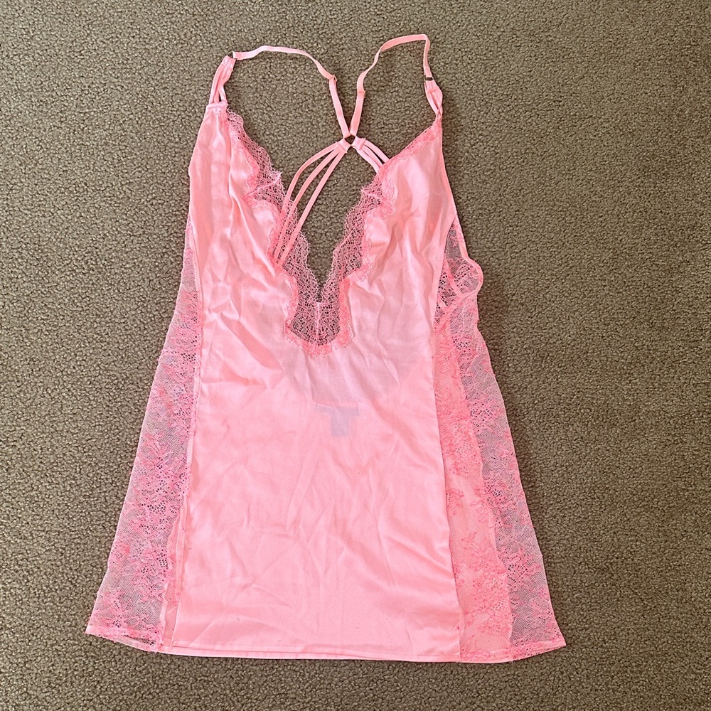 Elegant Peach Lace Nightgown